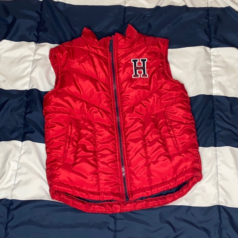 Tommy hilfiger red puffer vest boys size 7